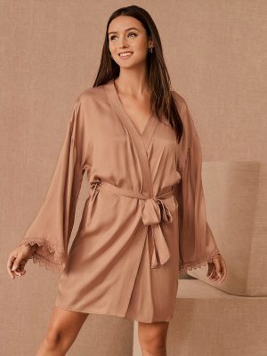 Women's Satin Wide-Sleeve Robe "Champagne Kimono"