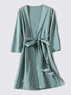 Women's Satin Robe "Sky Blue Kimono"