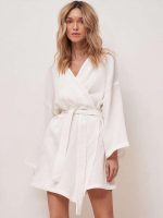 Women's Linen-Blend Robe – White