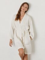 Women's White Cotton Winter Dressing Gown