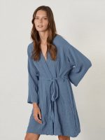 Women's Cotton Winter Dressing Gown – Blue
