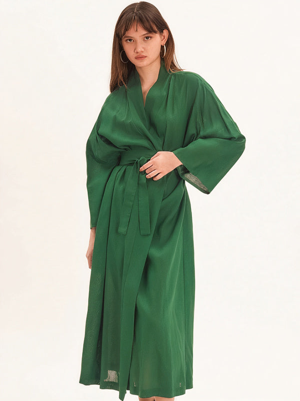 Women's Mid-Calf Length Dressing Gown – Green