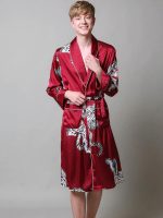 Men's Satin Robe – "Red" Tiger Print