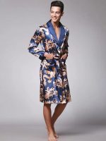 Men's Satin Dressing Gown – "Blue" Dragon Print