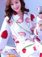 Women's Fleece Dressing Gown "Strawberries"