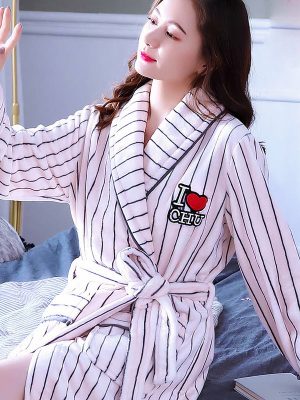 Women's Striped Fleece Robe