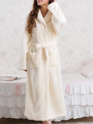 Women's Long Fleece Dressing Gown "Beige"