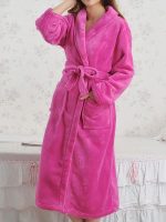 Women's Long Fleece Dressing Gown – Dark Pink