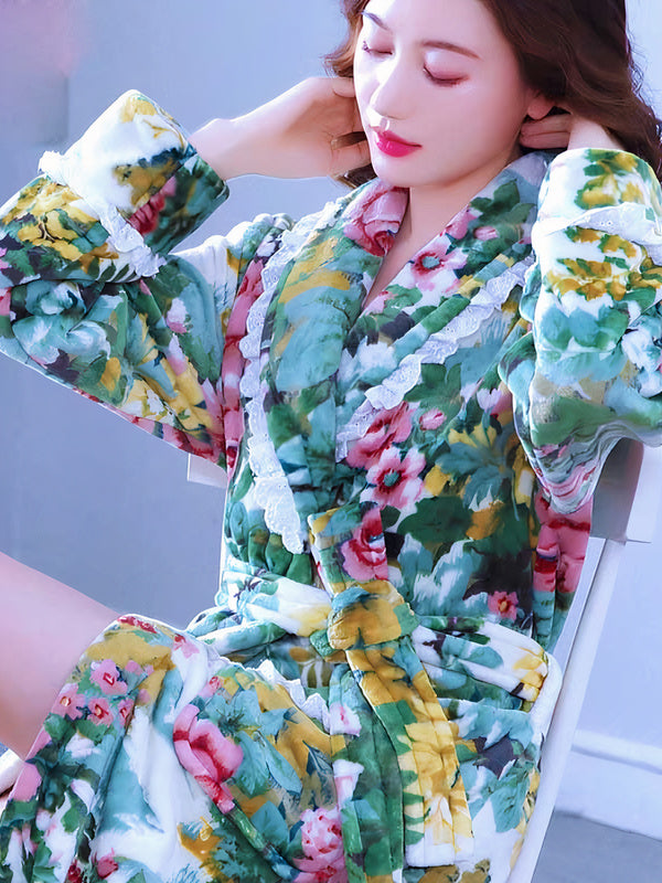 Women's "Floral" Fleece Robe