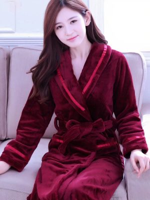 Women's "Burgundy" Fleece Robe