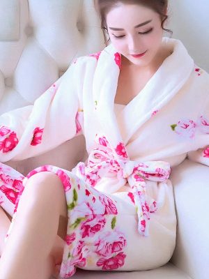 Women's "Pink Floral" Fleece Robe