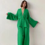 Women's 2-Piece Light Green Bathrobe