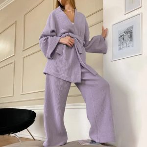 Women's 2-Piece Purple Bathrobe