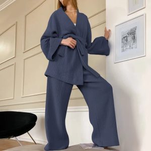 Women's Dark Grey 2-Piece Bathrobe