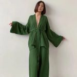 Women's 2-Piece Green Bathrobe