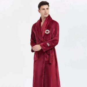 Men's Maroon Fleece Robe