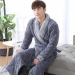 Men's Luxury Blue Bathrobe with Lettering