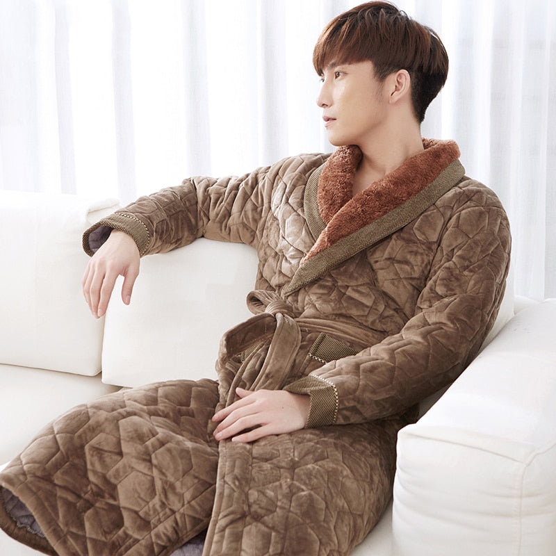 Men's Luxury Brown Bathrobe - Image 2