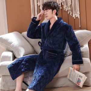 Men's Luxury Dark Blue Bathrobe