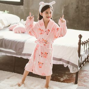 Pink Bear Bathrobe for Girls