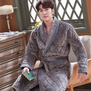 Men's luxury grey-brown bathrobe