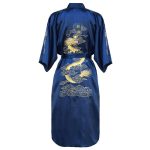 Midnight Blue Japanese Satin Robe