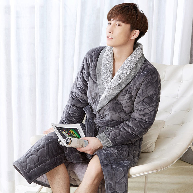 Men's Luxury Light Grey Bathrobe