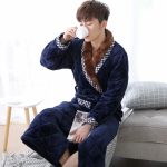 Men's Luxury Blue and Brown Bathrobe'
