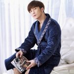 Men's Luxury Navy Blue Velour Robe