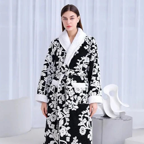 Black Floral Bathrobe - Image 2