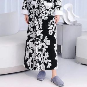 Black Floral Bathrobe