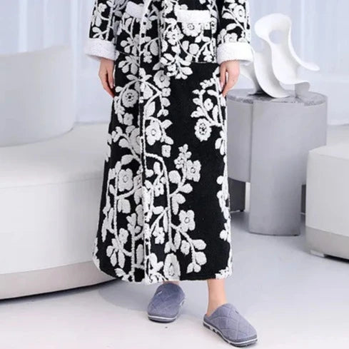 Black Floral Bathrobe