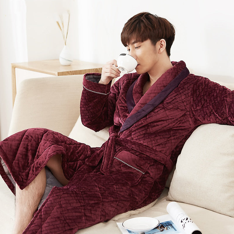 Men's Luxury Burgundy Bathrobe