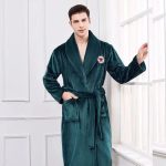 Men's Blackened Green Fleece Robe