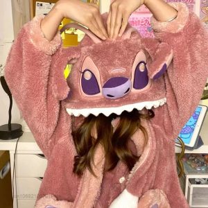 Stitch Bathrobe pink
