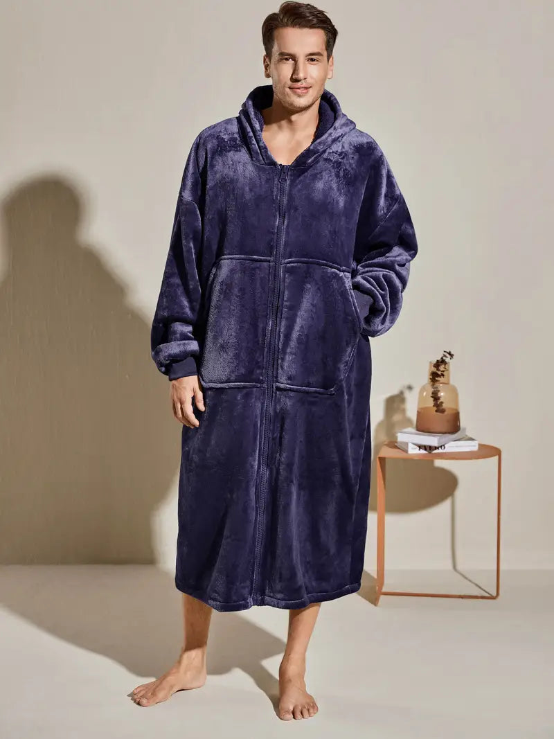 One-Size Flannel Hooded Robe - Image 2