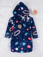 Blue Space-Themed Children's Bathrobe