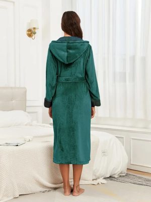 Thick, Warm Fleece Bathrobe with Hood