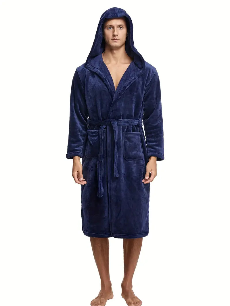 Warm Hooded Fleece Bathrobe - Image 3