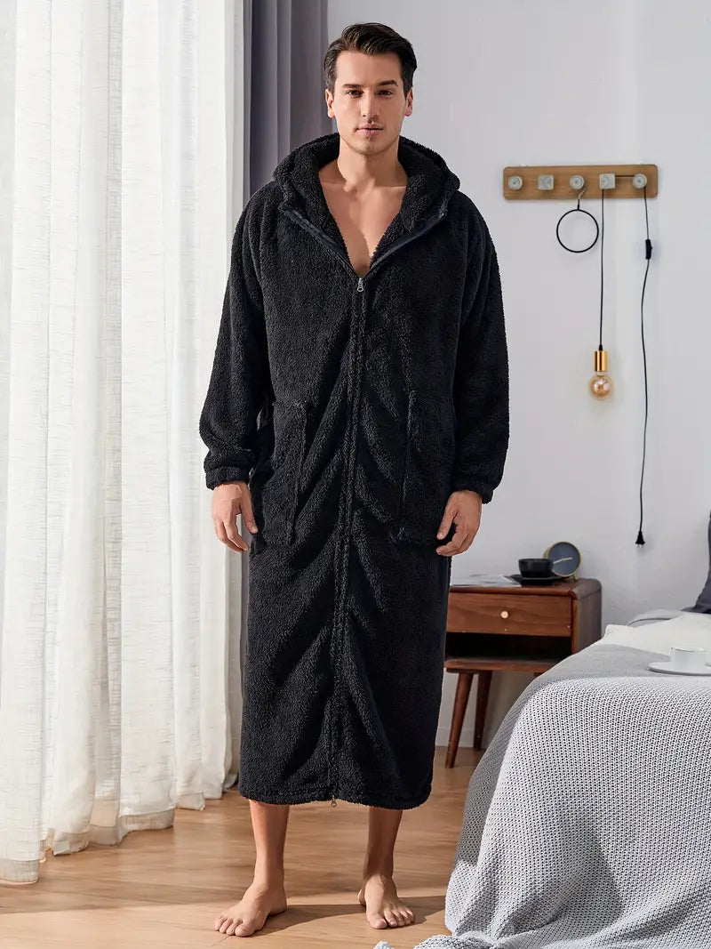 Long Terry Cloth Hooded Robe - Image 2
