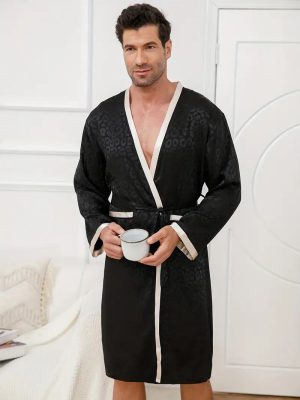 Luxury Black Leopard Print Robe