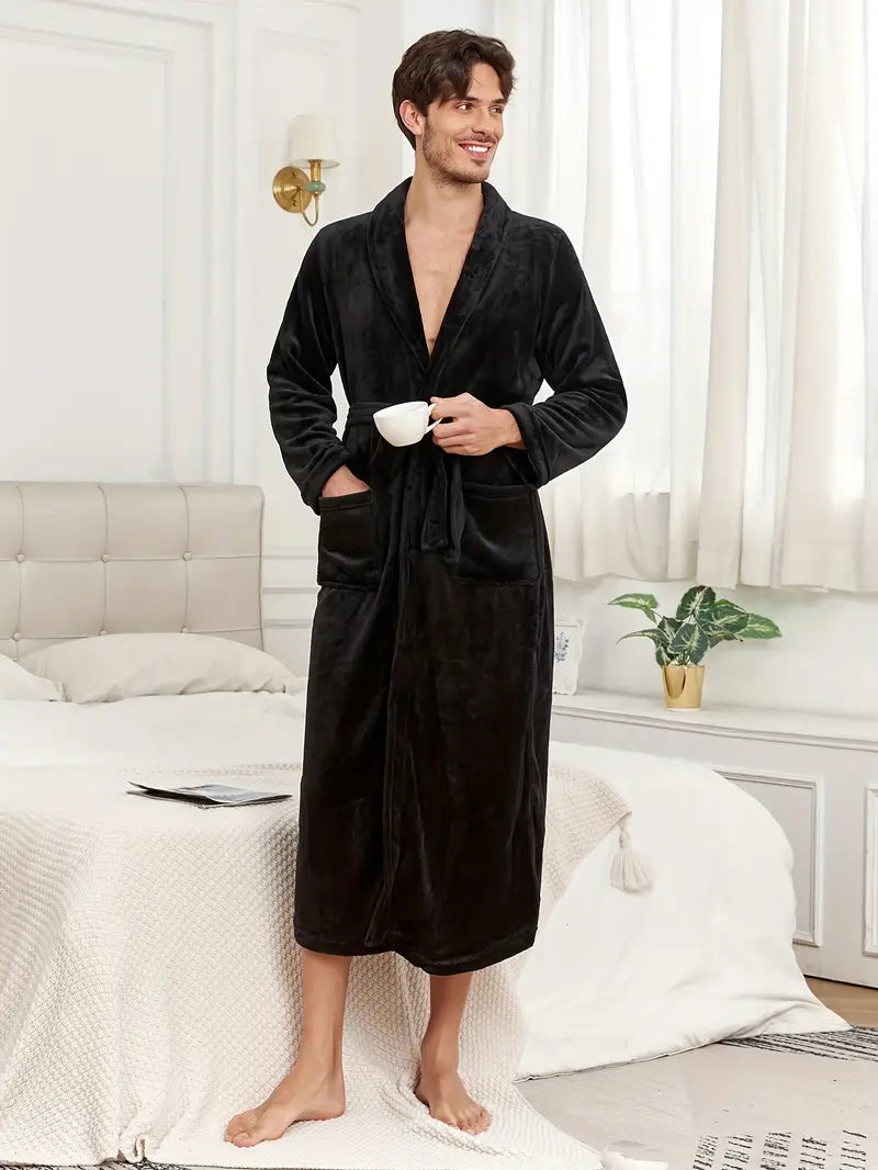 Simple, Warm Fleece Bathrobe - Image 2