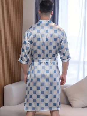 Soft Satin Checkered Robe