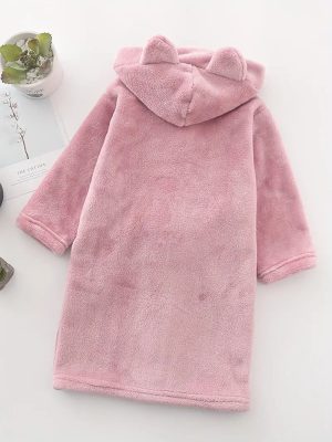 Girls' Bathrobe with Bear Pattern
