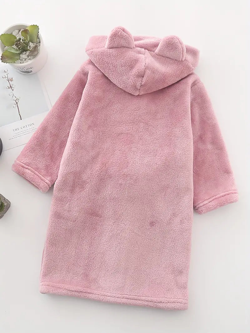 Girls' Bathrobe with Bear Pattern