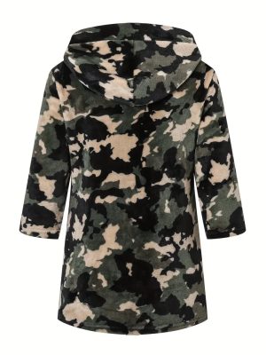 Children's Fleece Bathrobe with Camouflage Print