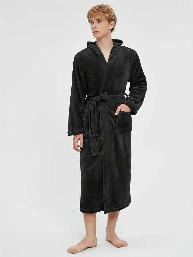 Comfortable Fleece Bathrobe with Hood - Image 4