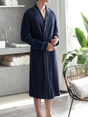 Luxury Blue Cotton Bathrobe