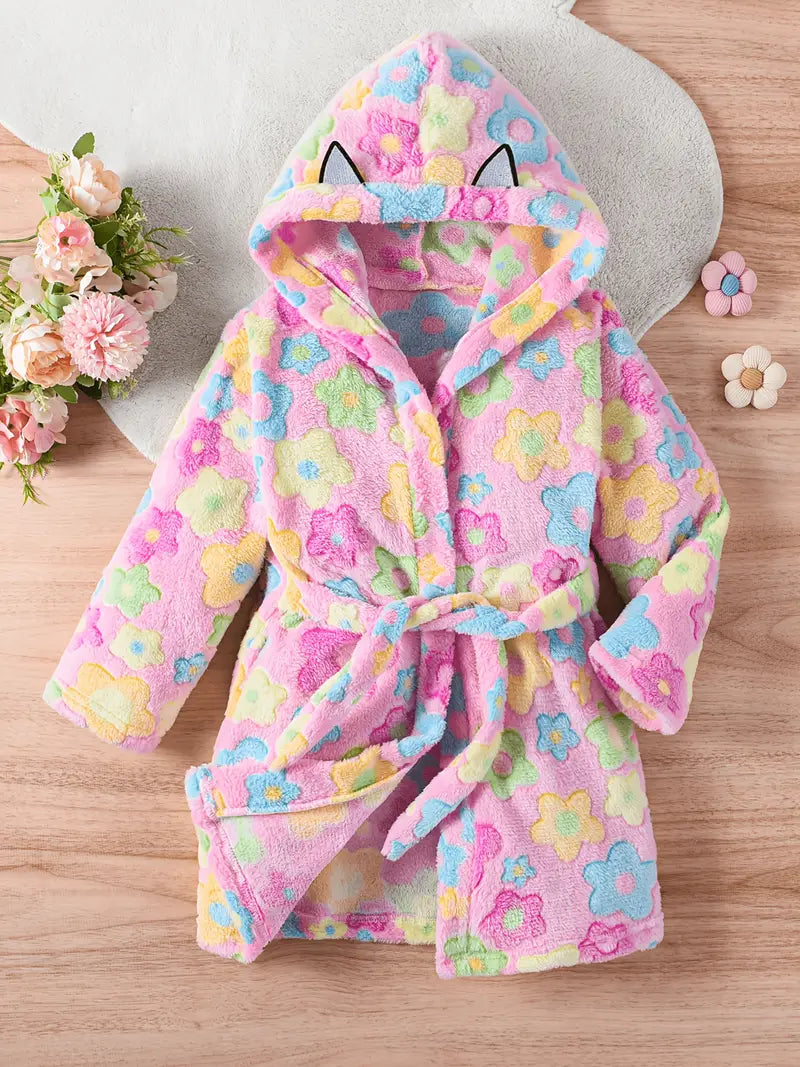 Children's Floral Terry Cloth Bathrobe - Image 3