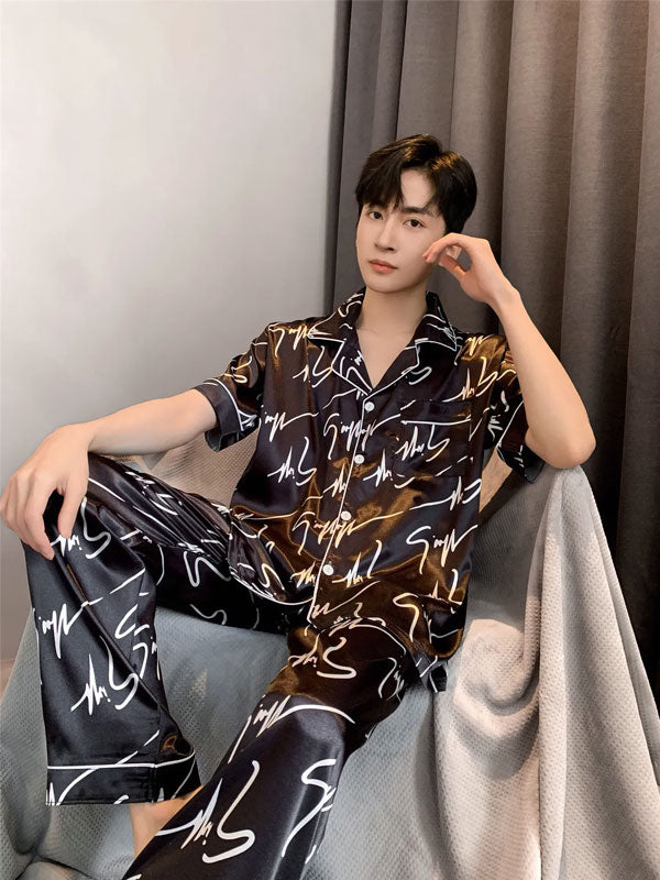 "Evening Mist" Men's Satin Pajamas - Image 2